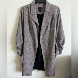 Guess Checkered Blazer in Gray and Red